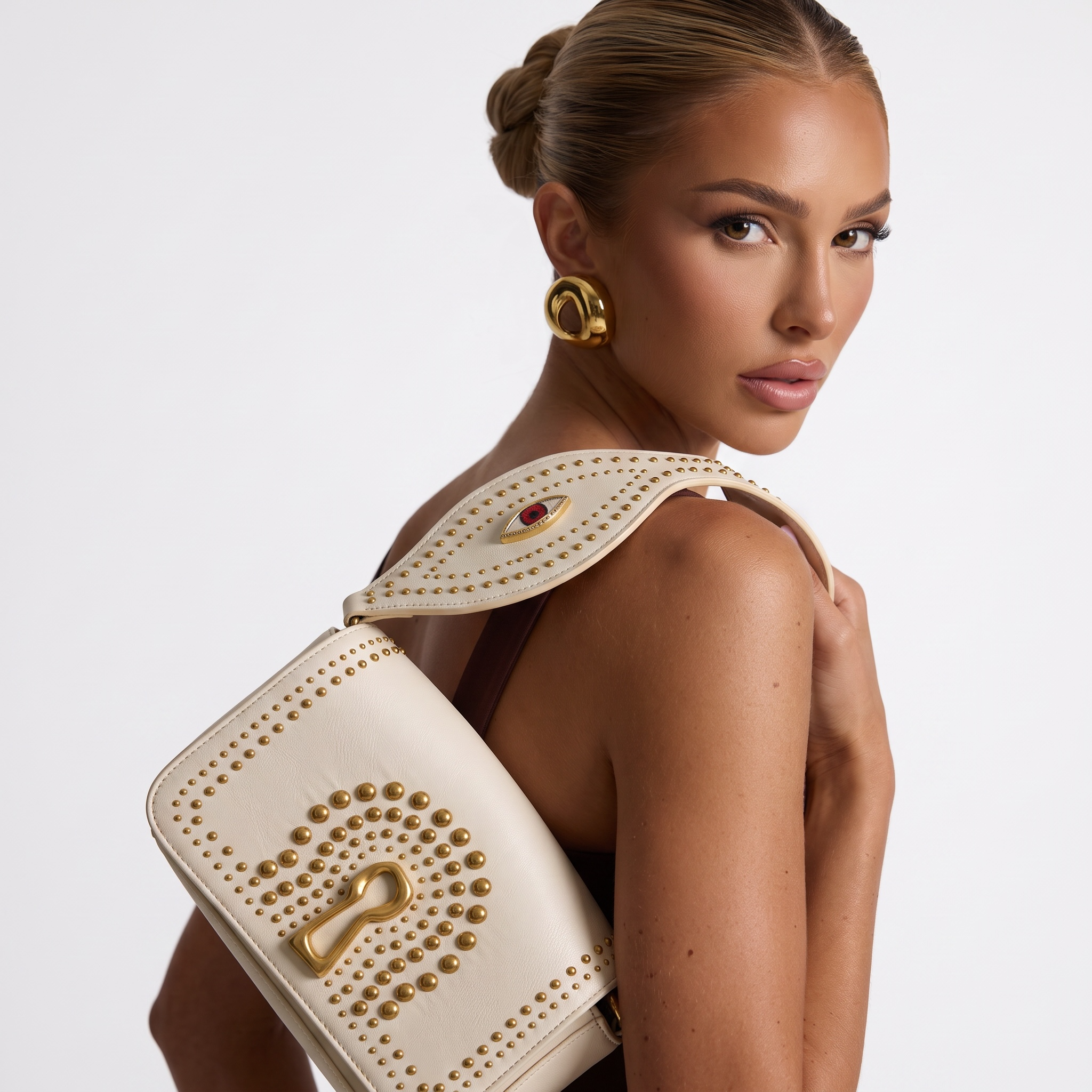 🤍 Schiaparelli Eye Studded Leather Crossbody Bag
