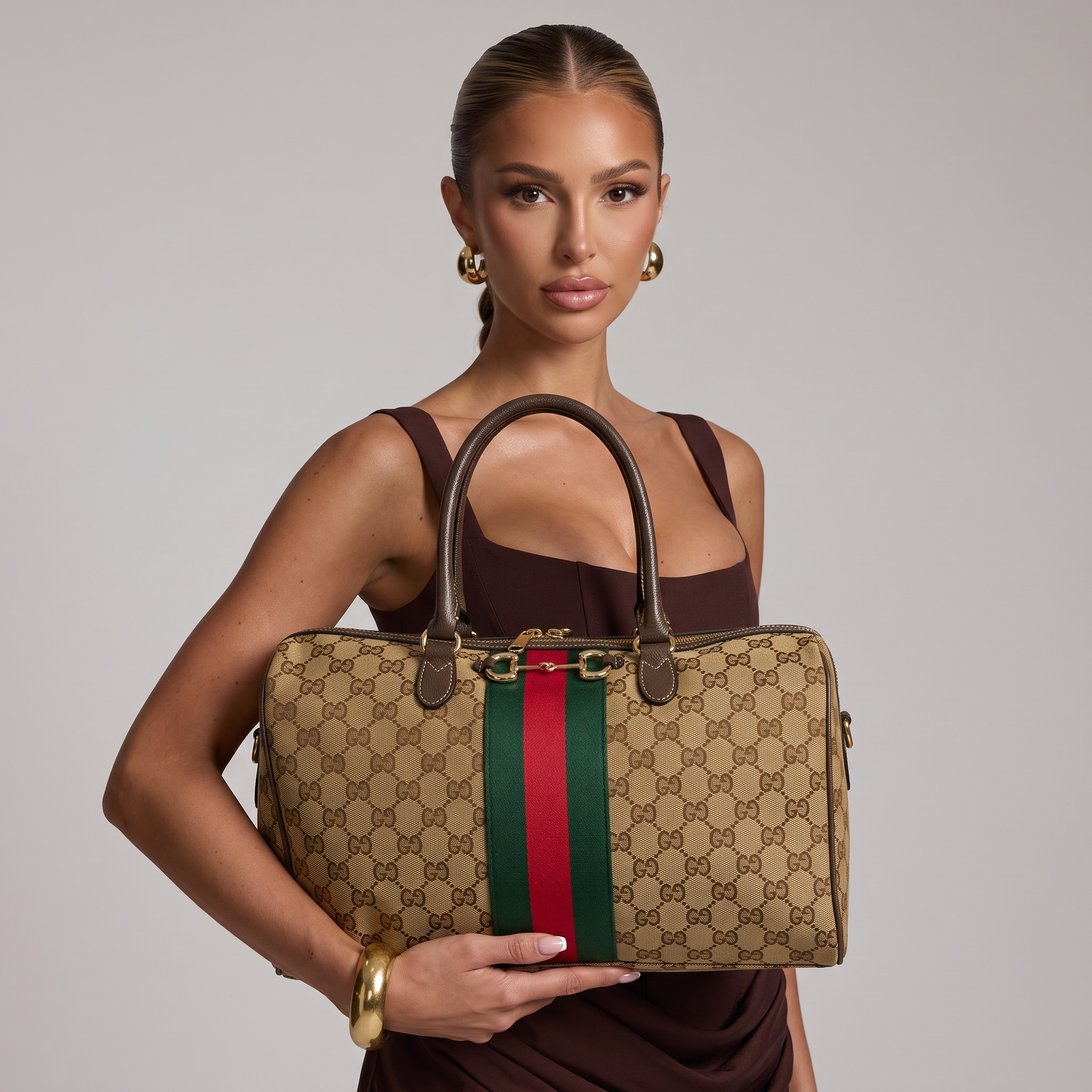 👜 Gucci GG Supreme Web Boston Travel Bag