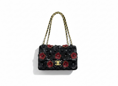 Chanel Camellia Floral Chain Bag – Black & Burgundy 🌺🖤