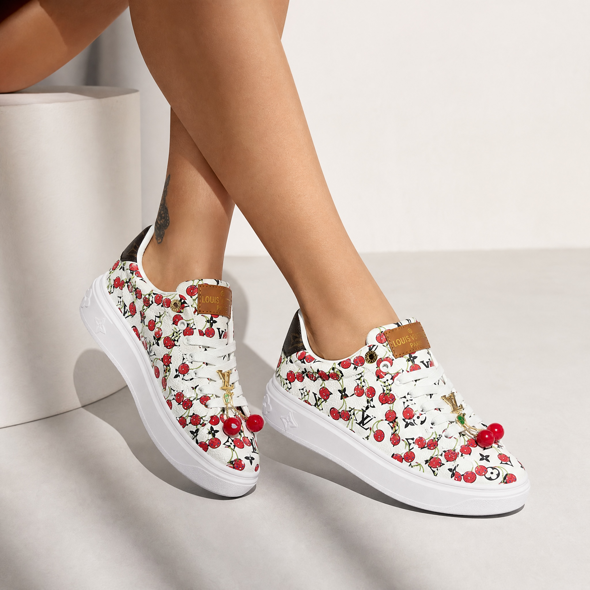 Louis Vuitton Cherry Blossom Monogram Platform Sneakers 🍒🤍