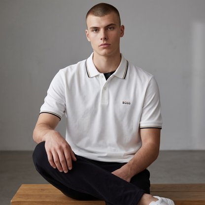 🤍✨ Hugo Boss White Luxury Polo Shirt – Premium Smart Casual Collection 👔🔥