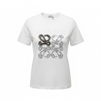 Loewe White Anagram T-Shirt 🤍✨ Contrast Logo Edition