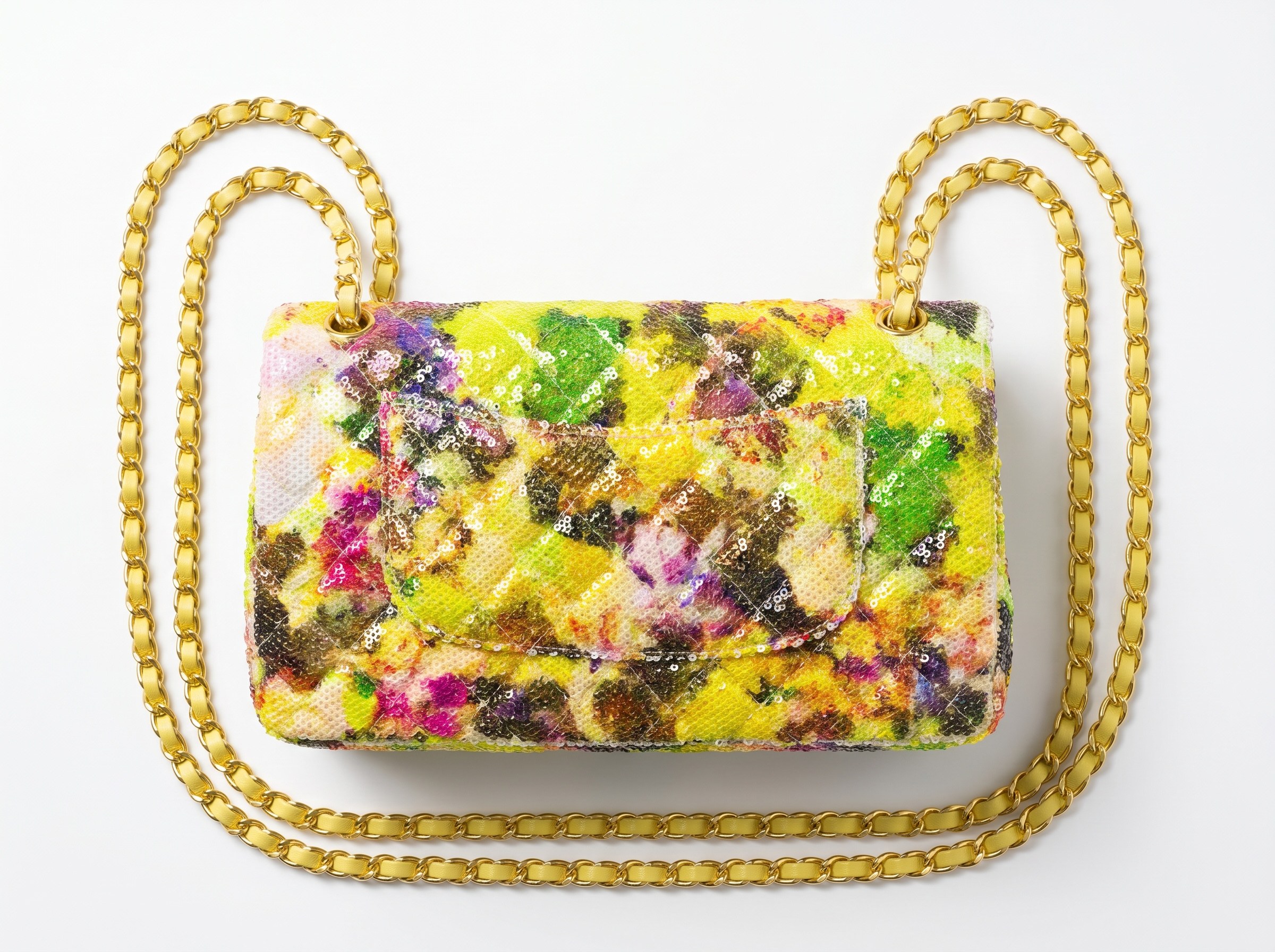 ✨ Chanel Floral Sequin Classic Flap Bag 🌸💛