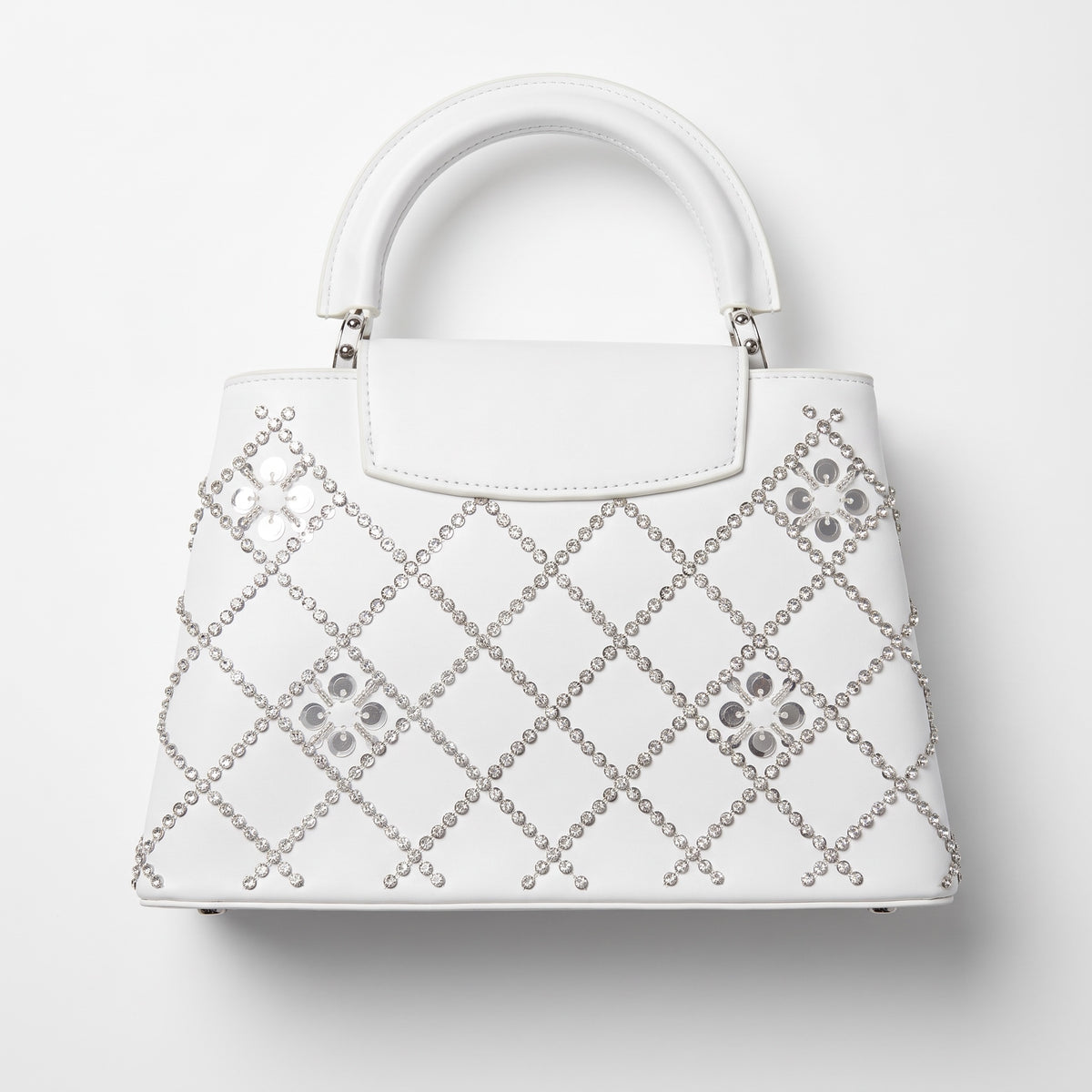 White Louis Vuitton Capucines top-handle bag with multicolour crystal floral embellishments and gold LV hardware