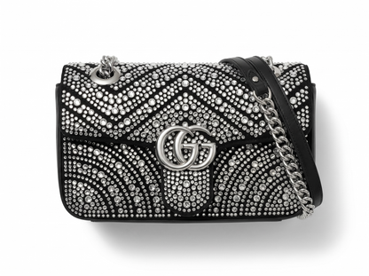 ✨ Gucci GG Marmont Crystal Embellished Shoulder Bag – Black Diamond Edition ✨