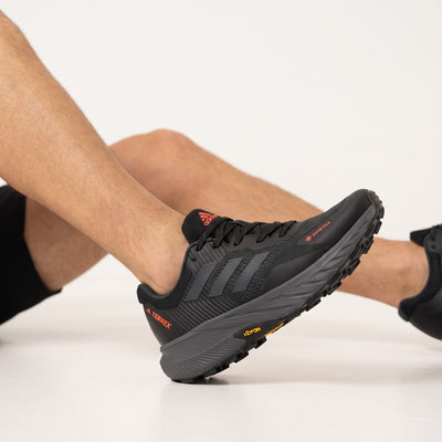 black adidas terrex gore-tex trail sneaker with vibram sole