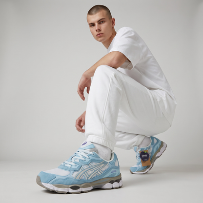 💙🤍 ASICS GEL-NYC Retro Running Sneakers – Sky Blue Edition 👟⚡