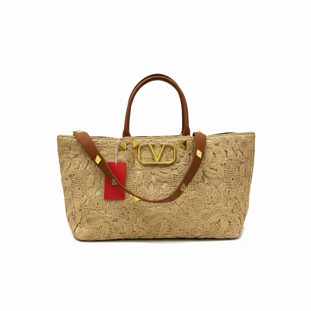 Valentino Garavani Lace Tote – Beige VLogo Handbag 🤎✨