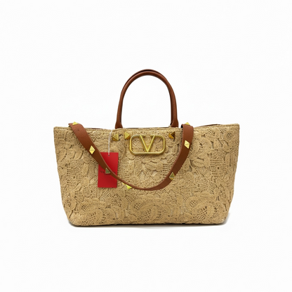Valentino Garavani Lace Tote – Beige VLogo Handbag 🤎✨