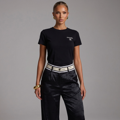 Chanel Noir Satin Straight-Leg Trousers 🖤✨