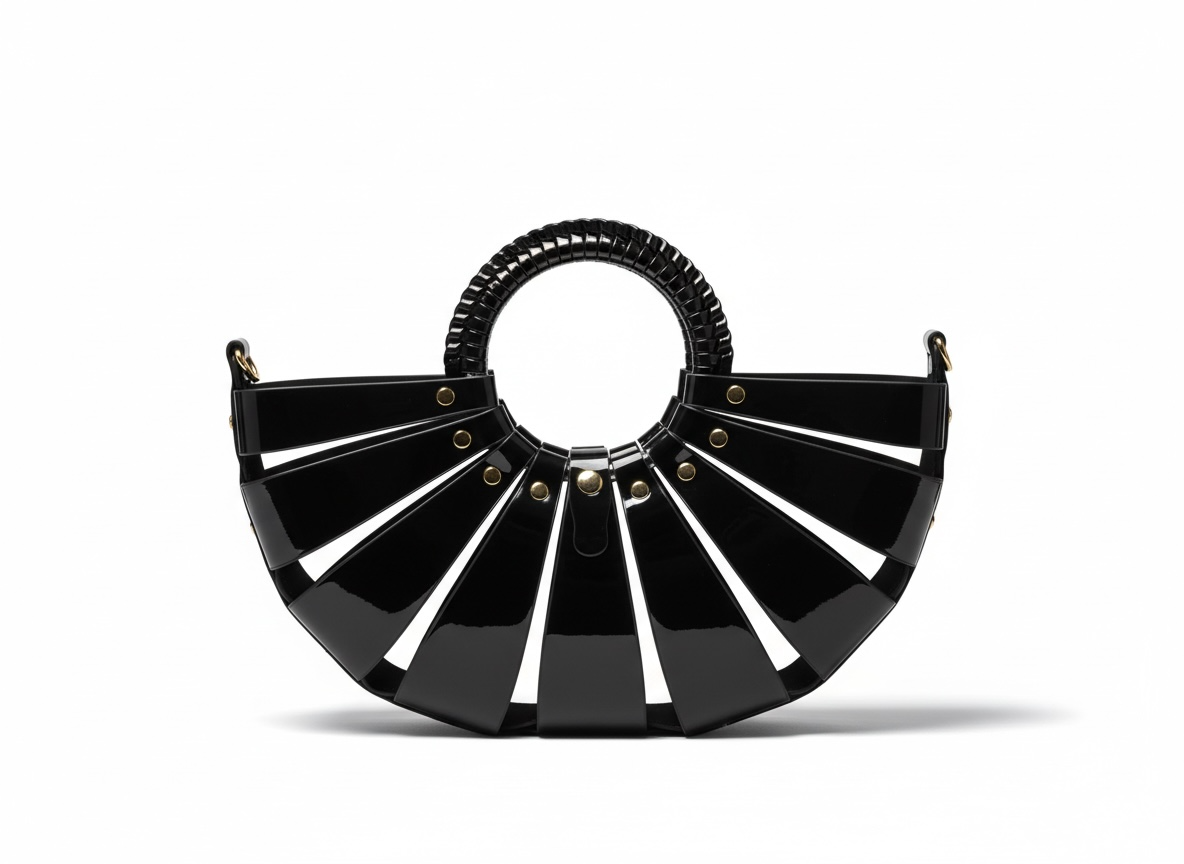 Bottega Veneta Black Arc Handle Bag 🖤✨ Sculptural Glossy Statement Handbag