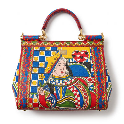 Dolce & Gabbana colorful Sicily top-handle bag with playing-card style print and gold hardware