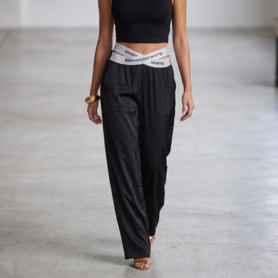 Silver Alexander Wang crossover elastic waistband with black logo
