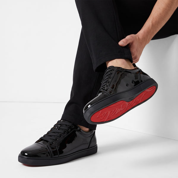 Christian Louboutin Patent Sneaker – Black Red 👞🔴