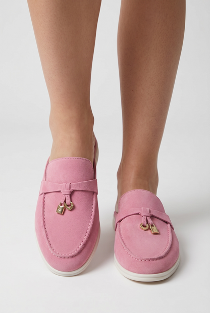 LORO PIANA Style Pink Suede Mule Loafers 💗✨ | Chic Comfort Edition