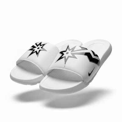 Nike White Graphic Slides 🤍⚡ | Bold Street Sport Summer Essential 👟🔥