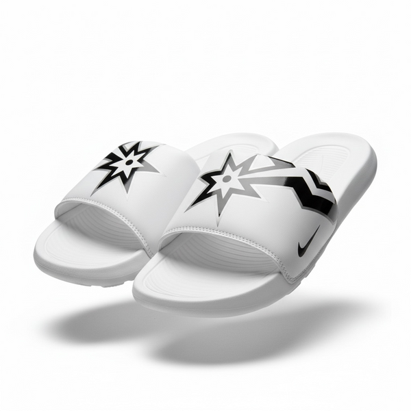 Nike White Graphic Slides 🤍⚡ | Bold Street Sport Summer Essential 👟🔥