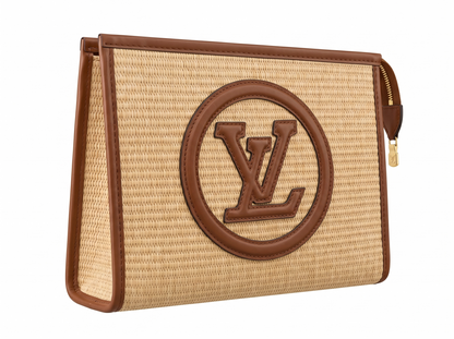 Louis Vuitton Beige Raffia Circle Logo Clutch 🤎🌾✨💼🔥