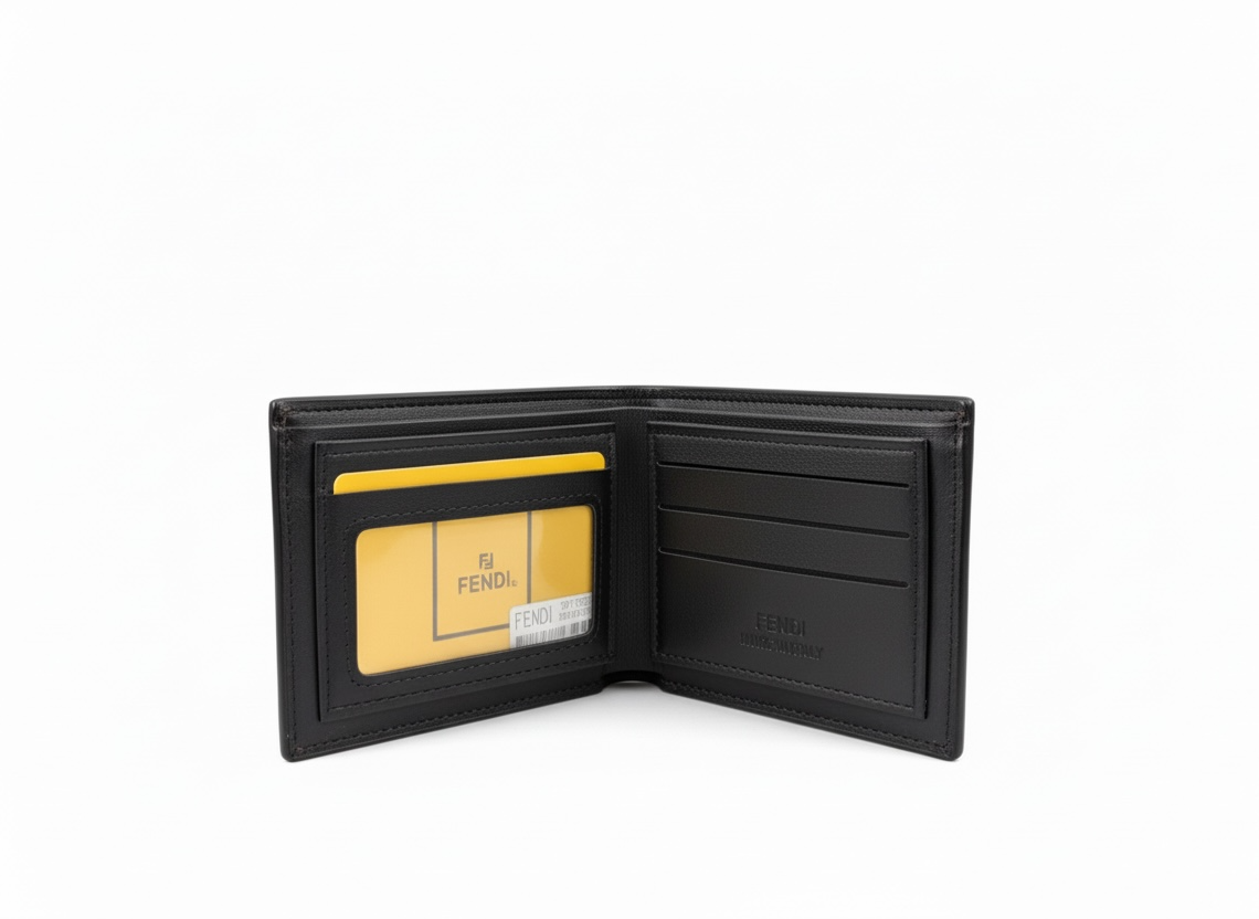 Fendi Roma Logo Black Leather Bifold Wallet 🖤✨