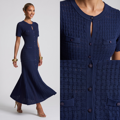 💙 Sandro Textured Knit Maxi Dress