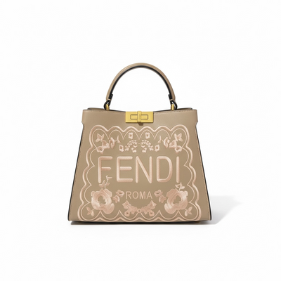 Fendi Roma Beige Embossed Handbag 🤎✨ | Elegant Designer Bag