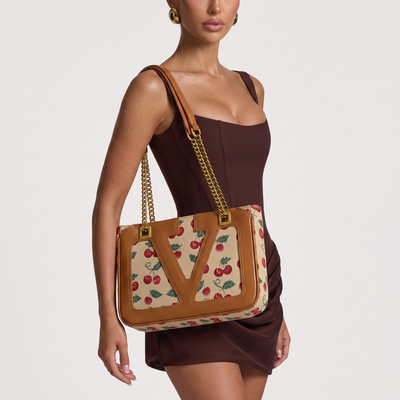 🍒 Valentino Cherry Canvas VLogo Tote Bag