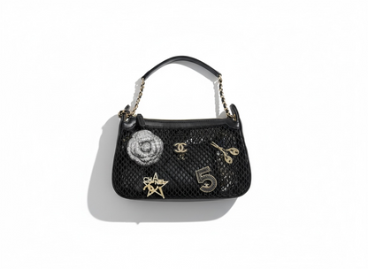 CHANEL Mesh Charm Shoulder Bag – Black Edition 🖤✨