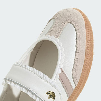 adidas Samba Mary Jane white pink with gum sole and heart charm