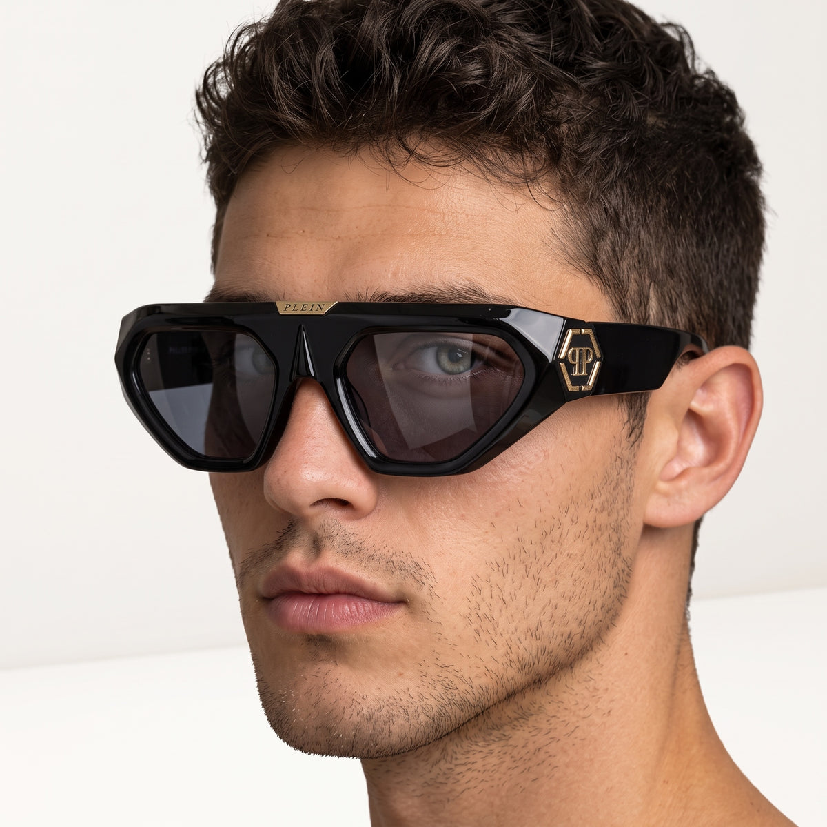 Philipp Plein oversized black sunglasses with gold logos