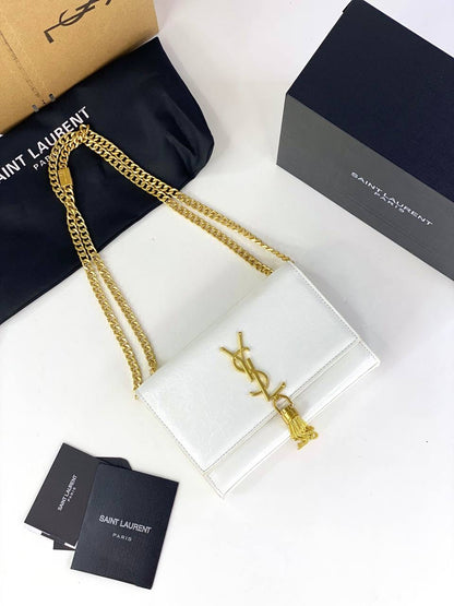 Saint Laurent Monogram Kate Bag with Gold Tassel