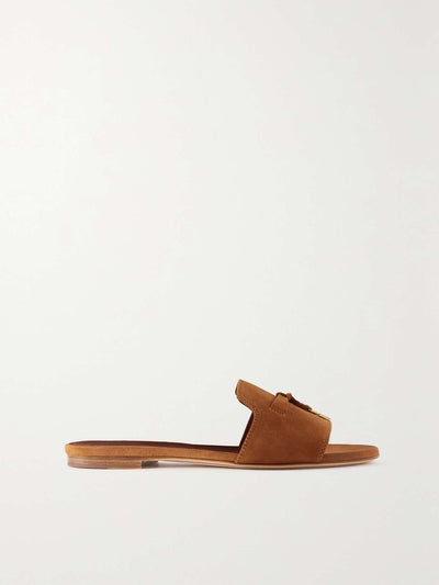 LORO PIANA Style Brown Suede Slides 🤎✨ | Minimal Luxury Edition