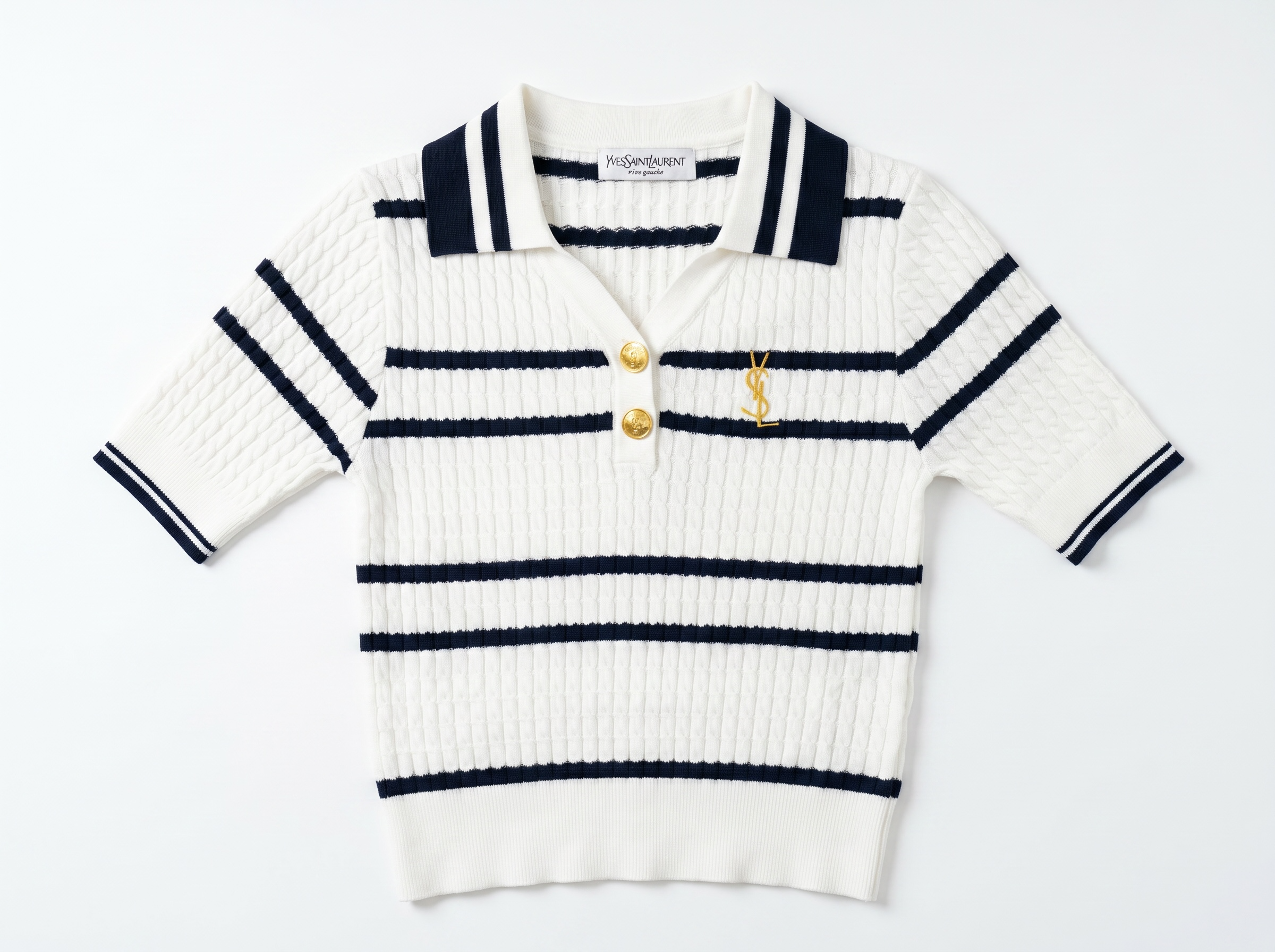 🤍 Saint Laurent Nautical Knit Polo Top
