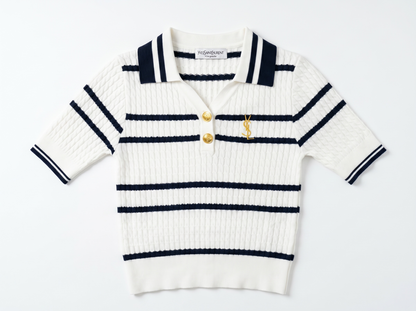 🤍 Saint Laurent Nautical Knit Polo Top