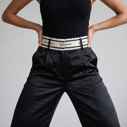 Chanel Noir Satin Straight-Leg Trousers 🖤✨