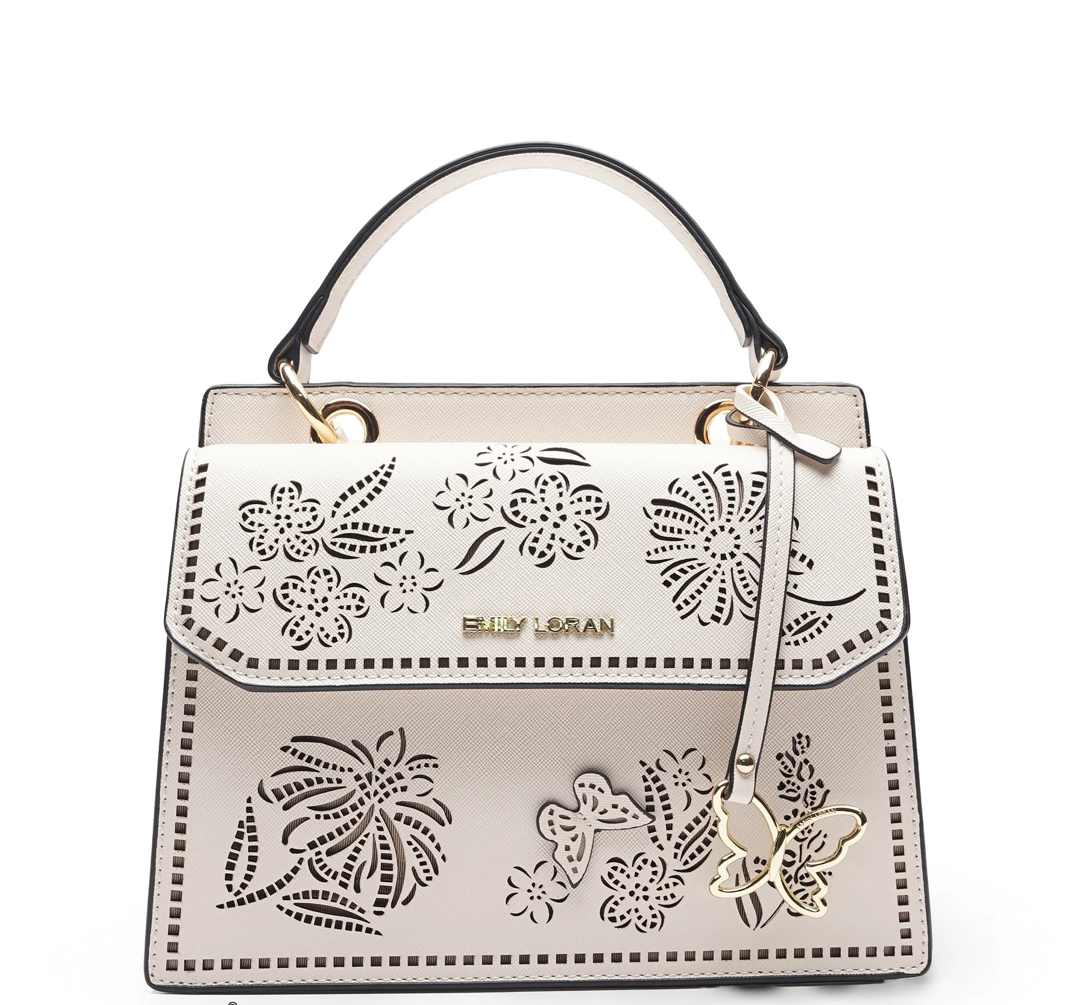 Emily Loran White Laser-Cut Floral Handbag 🤍👜✨