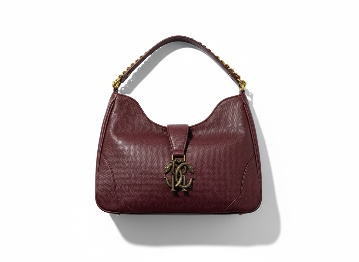 ROBERTO CAVALLI RC Monogram Shoulder Bag – Café Burgundy 🤎🍷 | Bold Luxury Edge