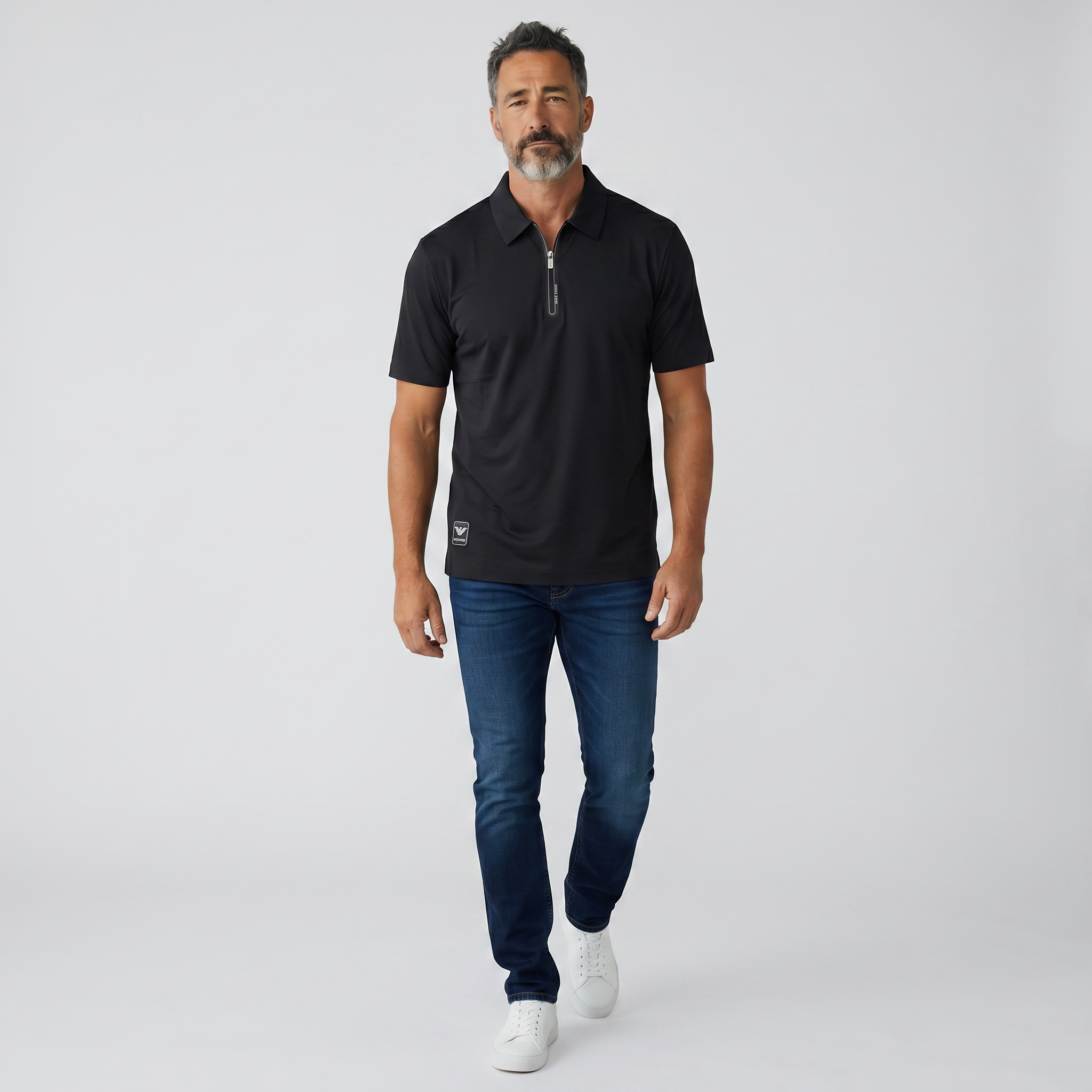 🖤✨ Emporio Armani Black Half-Zip Polo Shirt – Premium Luxury Edition 👔🔥