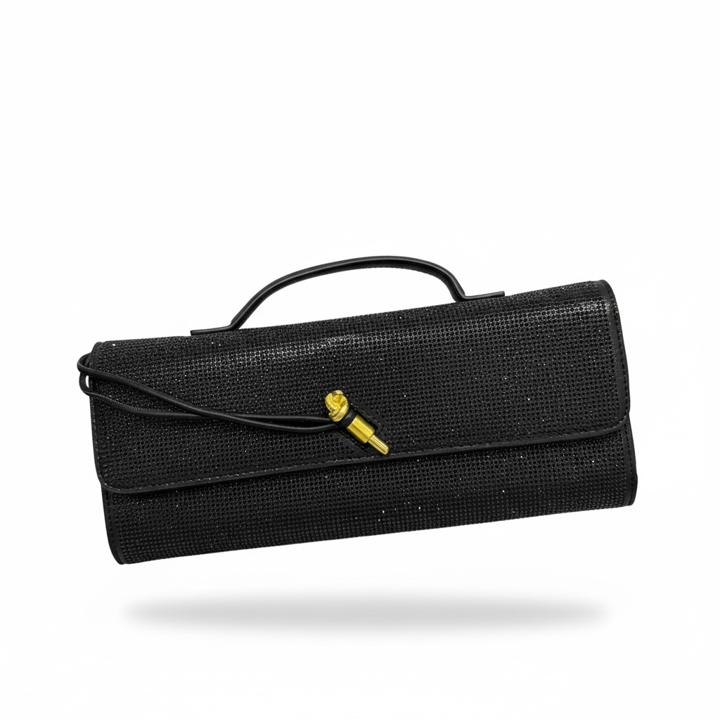 ✨ Bottega Veneta Black Crystal Knot Clutch – Luxury Evening Handbag ✨