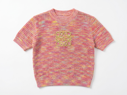 🌸 Loewe Anagram Melange Knit Top – Pink Multi