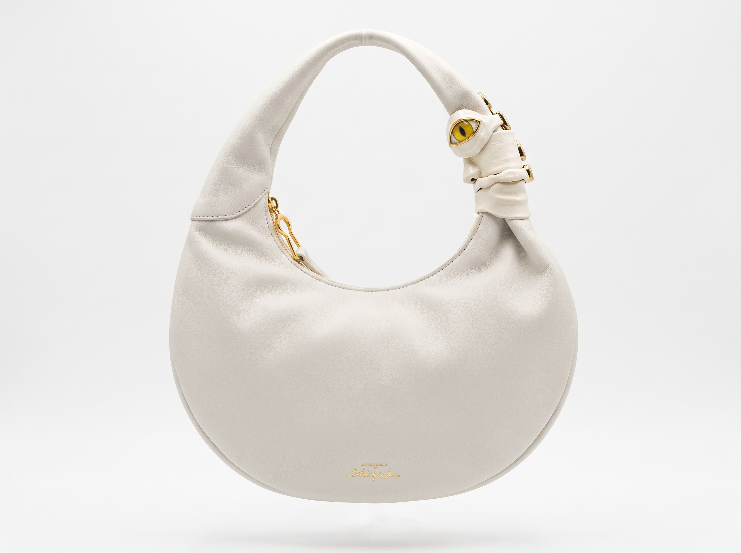 Schiaparelli Sculpted Eye Hobo Bag – Ivory & Gold ✨👁