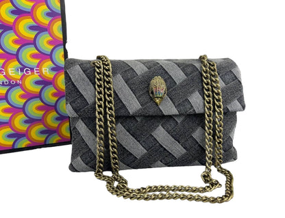 Kurt Geiger London Woven Denim Chain Bag – Charcoal Edition