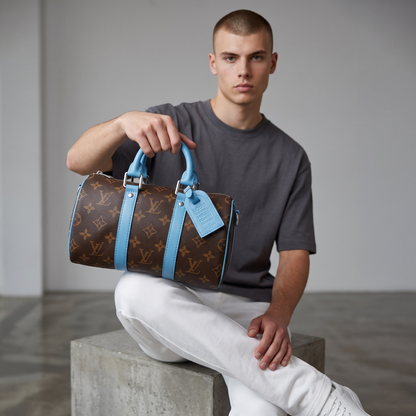 👜💙 Louis Vuitton Keepall Bandoulière 25 – Monogram Blue Accent ✨