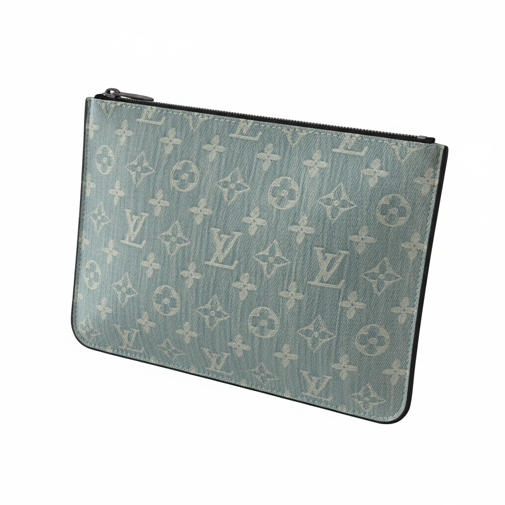 Louis Vuitton Monogram Denim Zipped Pouch – Light Blue 💙✨