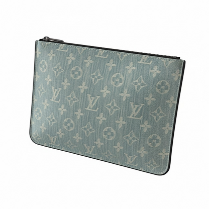 Louis Vuitton Monogram Denim Zipped Pouch – Light Blue 💙✨