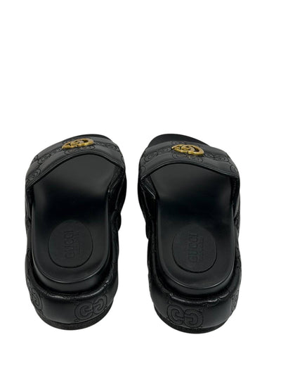 GUCCI GG Embossed Slide Sandals – Black Edition 🖤✨