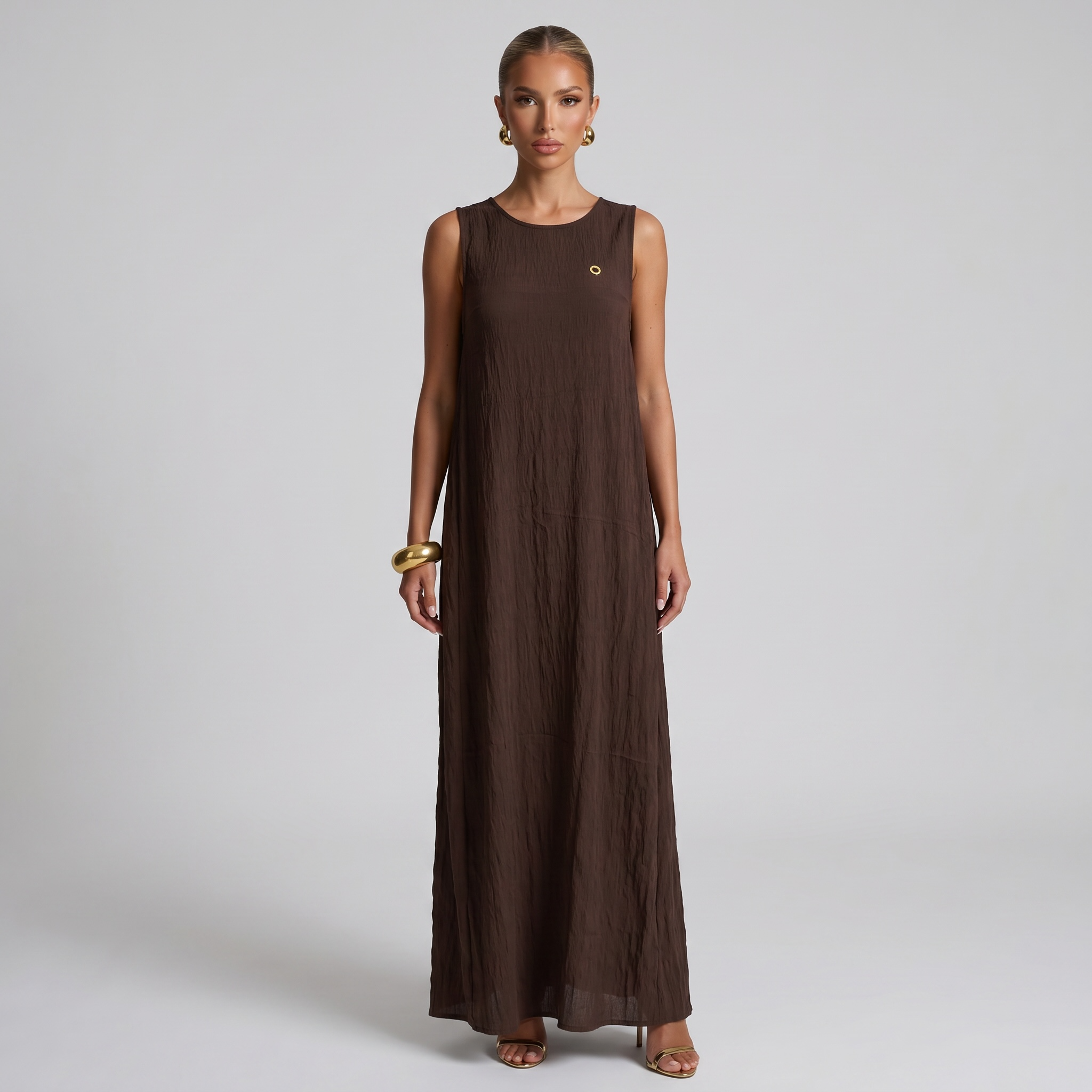 🤎 Loro Piana Chocolate Brown Sleeveless Maxi Dress ✨ one size