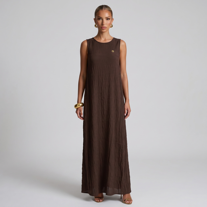 🤎 Loro Piana Chocolate Brown Sleeveless Maxi Dress ✨ one size
