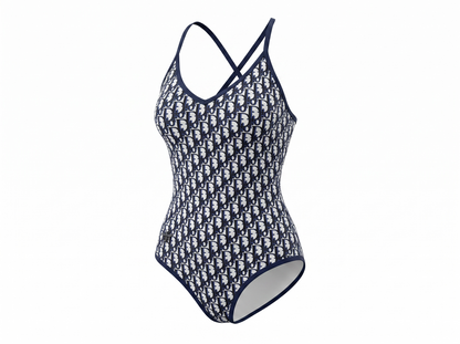 Christian Dior Oblique One-Piece Swimsuit – Navy 💙🤍🌊