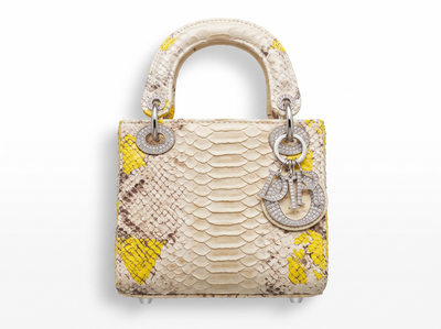 Dior Lady Bag – Cream Yellow Snakeskin Top-Handle 🐍👜