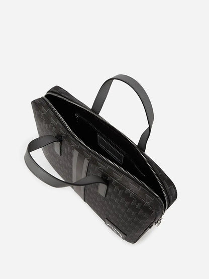 Karl Lagerfeld Monogram Laptop Bag – Black Stripe Briefcase 💻🖤